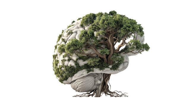 Brain shaped tree isolated on transparent background