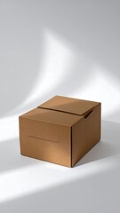 Simple cardboard box on white background