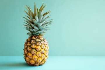 Fresh Pineapple on Turquoise Background A Tropical Delight