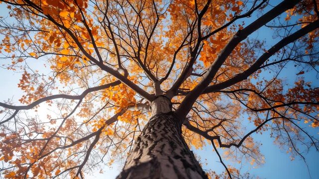 Autumn tree canopy overhead view