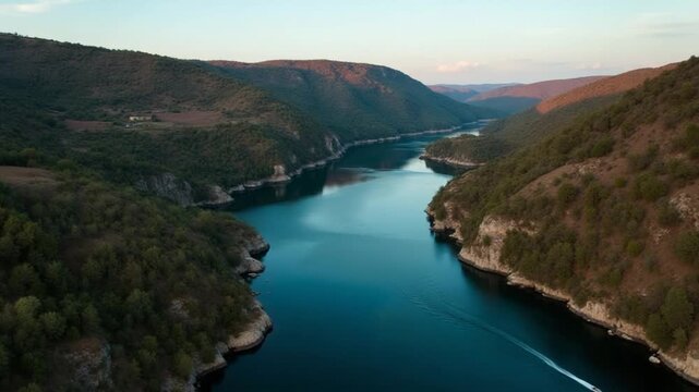 Wonderful Nature Landscape. Douro River Portugal Aerial View