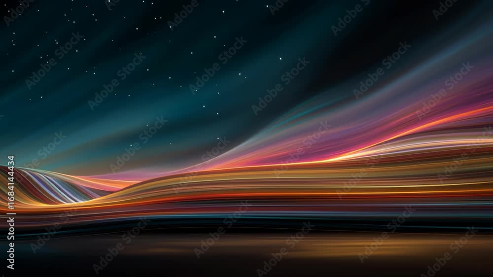 Poster serene space night with captivating abstract background. smooth motion of flowing light wave and vib