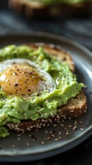 Smashed Avocado Toast Home Cafe Restaurant Breakfast Close Up Gourmet Presentation