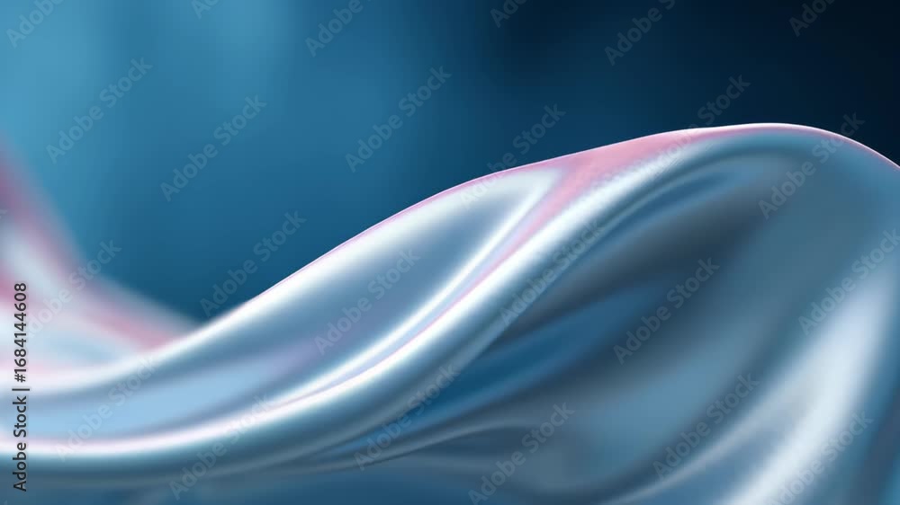 Poster elegant smooth blue silk fabric forms captivating abstract background. gentle flowing waves with del