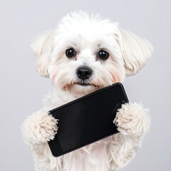 Dog holding phone (2)