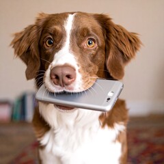 Dog holding phone (1)