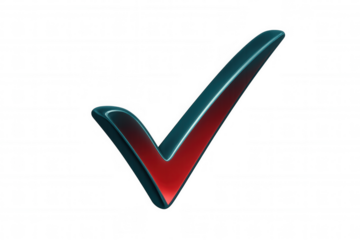 Glossy red-blue checkmark icon signaling confirmation, validation, or acceptance against transparent backdrop