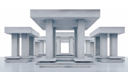 Concrete structure with transparent background