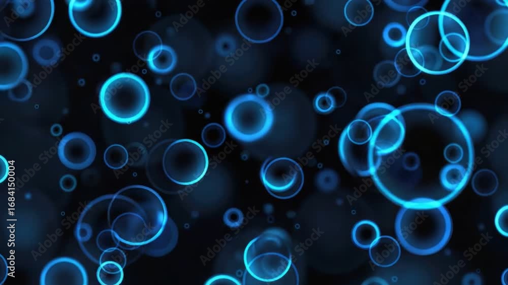 Aufkleber illuminated blue bubbles float gracefully against a dark background, creating a mesmerizing visual e