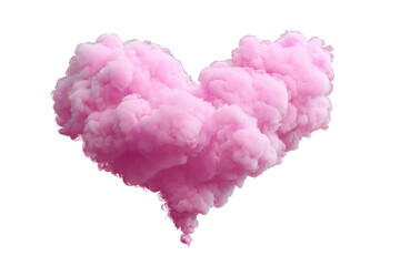 Fototapeta premium Pink Heart Smoke Cloud, Romantic Abstract Shape, isolated on white transparent background
