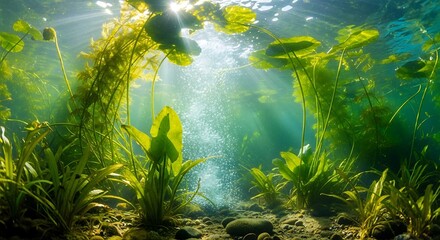Aquatic Plants Underwater Scene.