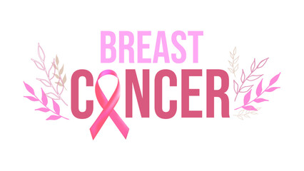Breast Cancer Awareness Month. Pink ribbon symbol. Design postcard, banner, poster, and social media post. Vector illustration.