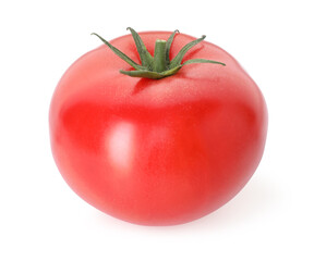 One ripe red tomato isolated on white