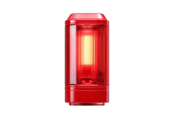 Obraz premium Red emergency warning light beacon, illuminated, isolated on white transparent background.