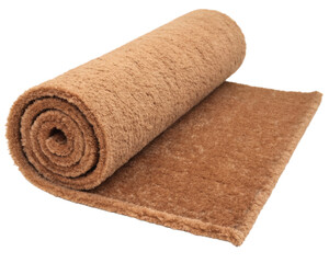 Rolled brown carpet, cutout transparent background
