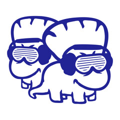 2 Triceratops Sunglasses Headphone Party Listen Music Club Fun Team Friends Crew
