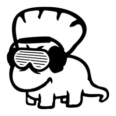 Triceratops Sunglasses Headphone Party Listen Music Club Fun