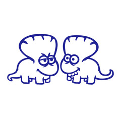 2 Triceratops Dinosaur Team Angry Funny Mad Dino Happy