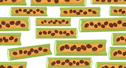 National ants on a log day september 10 ants on a log recipe celery peanut butter and raisins healthy snack food kids snack easy snack recipe idea vector