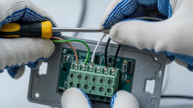 Detailed view of connecting ground neutral and live wires to a smart dimmer switch illustrating proper electrical wiring techniques.