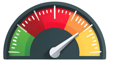 Performance indicator gauge showing a high level of measurement.