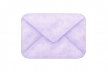 Pastel purple envelope icon with a soft texture, displayed on a transparent background, ideal for digital communication themes