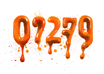 Orange, dripping numbers,  sparkly background