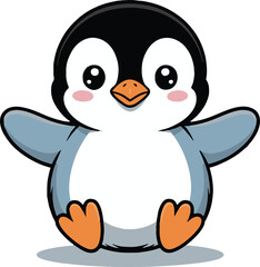 Illustration of a cute baby penguin this adorable animal cartoon character is perfect for childrens designs, adding a touch of sweetness and playfulness to any project