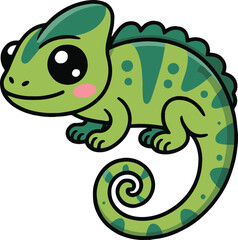 Vector art of cute chameleon cartoon this vibrant illustration captures the charm of a baby chameleon, perfect for educational materials, childrens books, or playful designs