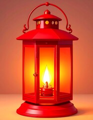 Red lantern glowing brightly