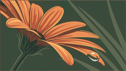 Vibrant Orange Flower with Dewdrop Detail.