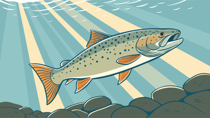 Stylized Fish Illustration Underwater.