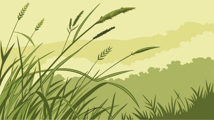 Landscape with Grass Illustration.
