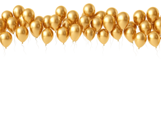 Gold balloons clustered,  hanging,  black background