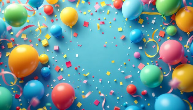 Colorful Balloons and Confetti Celebration