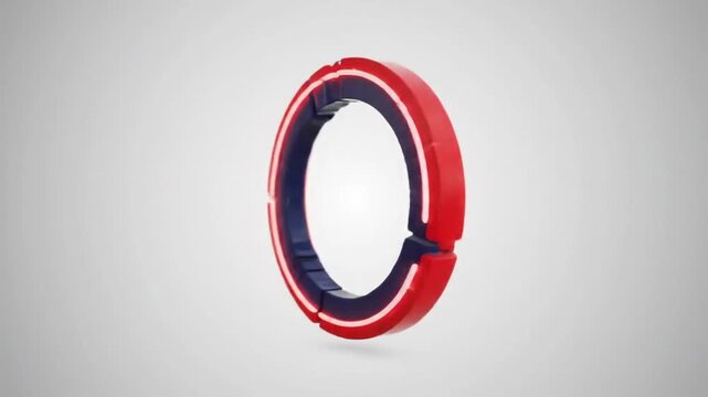 Breaking news background with futuristic 3D red and blue circular ring design, modern abstract media template for urgent updates and broadcasts.
