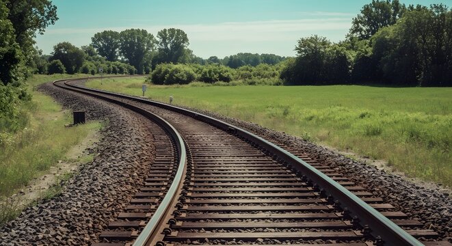 Railroad tracks curved diverging