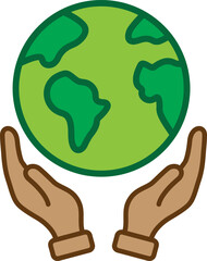 Hands Holding a Green Earth, Earth Day and Environmental Care Symbol, Protecting the Planet, Ecology and Nature Conservation, Sustainable Living Icon