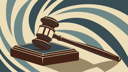 Gavel on Block Retro Style.