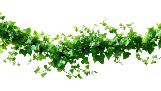 Lush green ivy garland stretches horizontally across the image
