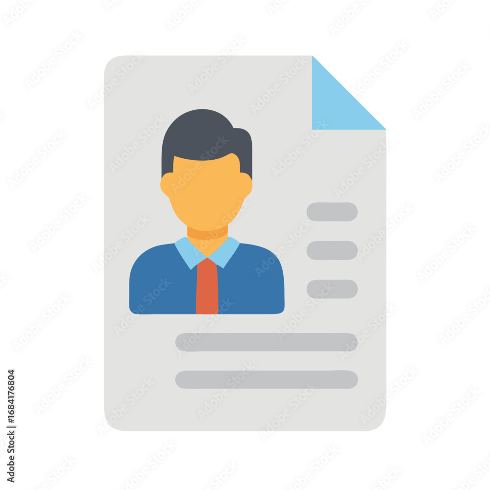 Poster vector art of a professional resume document with a persons profile and key information points