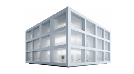 Modern office building with transparent background