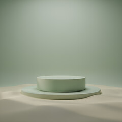 Minimalist Product Podium on a Sand-like Surface in a Soft-Toned Studio