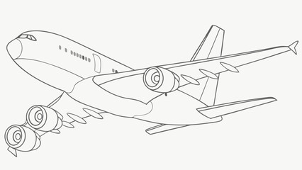 Aircraft in Flight Outline Drawing.