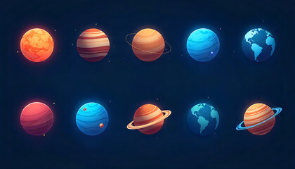 Colorful Solar System Planets Illustration with Space Background for Educational and Scientific Use