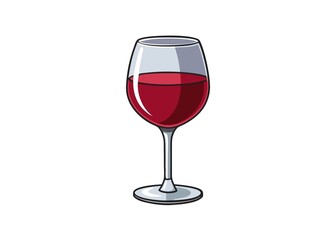 Elegant Glass of Red Wine Illustration on White Background for Beverage and Celebration Concepts