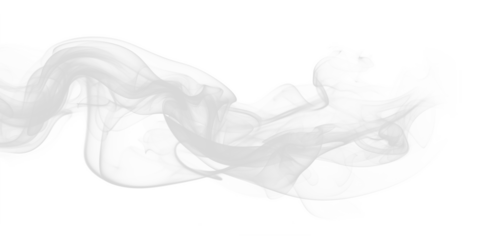 White gray swirling dynamic smoke shape effect transparent PNG, isolated background cutout. Mist, vapor, abstract flow