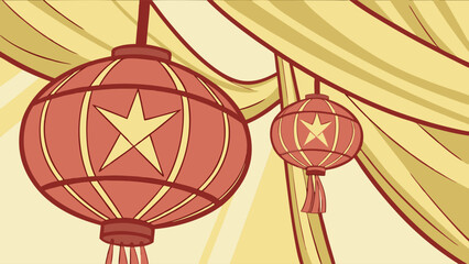 Hanging Asian Lanterns.