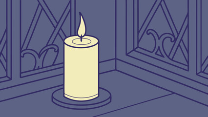 A single candle in a corner setting.