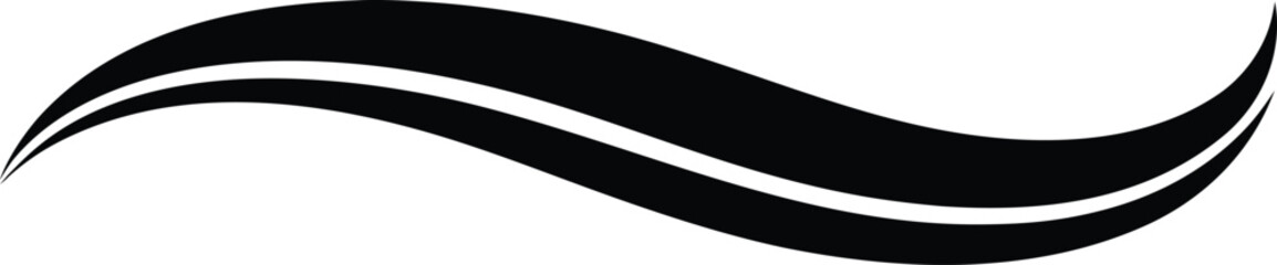 Abstract smooth black swirl graphic element with white accents vector